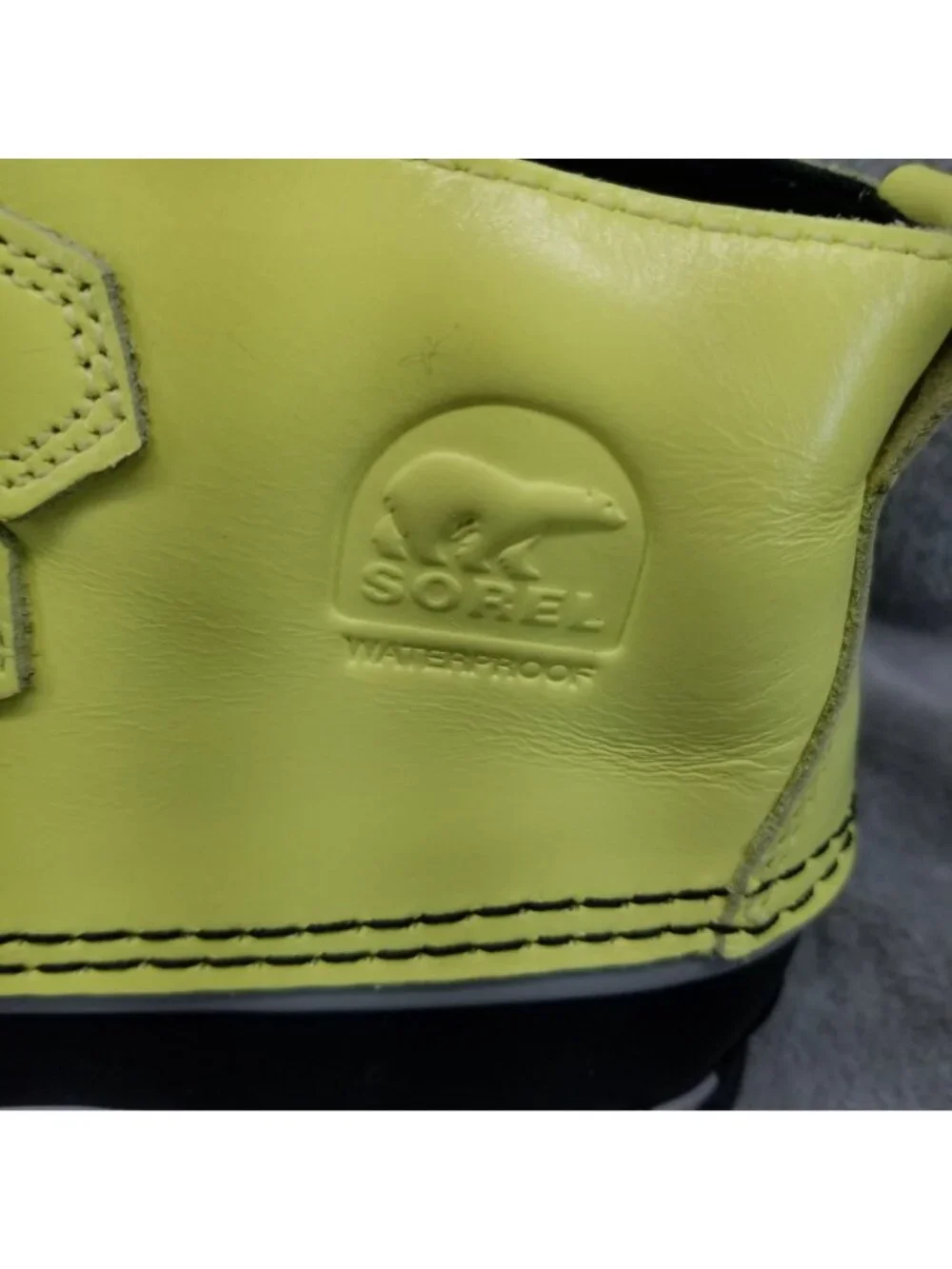 Sorel Shoes Womens Size 5.5 Out N About Yellow Leather Rubber Lace Up Rain Boots